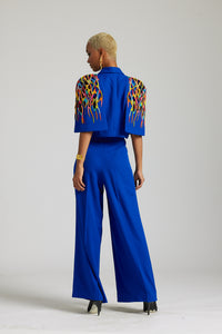 Royal Blue Cage Stories Cape Style blazer Co-ord