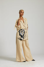 Load image into Gallery viewer, Beige Picasso Face Linen Shirt Fit Co-ord
