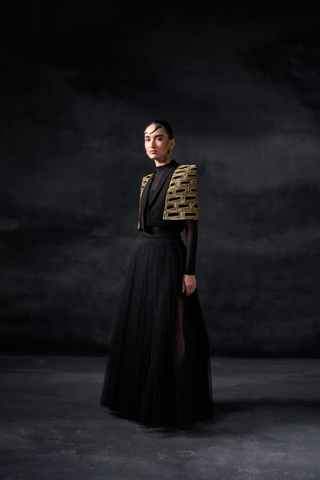 Metallic Bricks Capestyle with Long Skirt