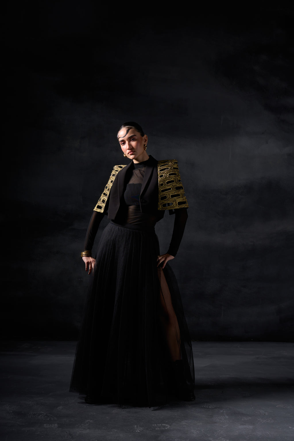 Metallic Bricks Capestyle with Long Skirt