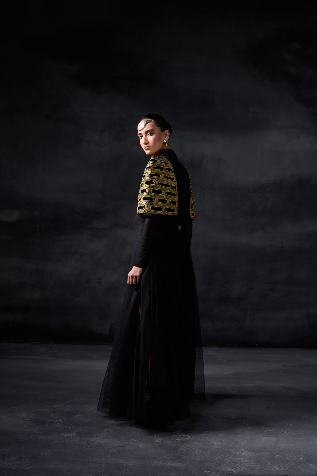 Metallic Bricks Capestyle with Long Skirt