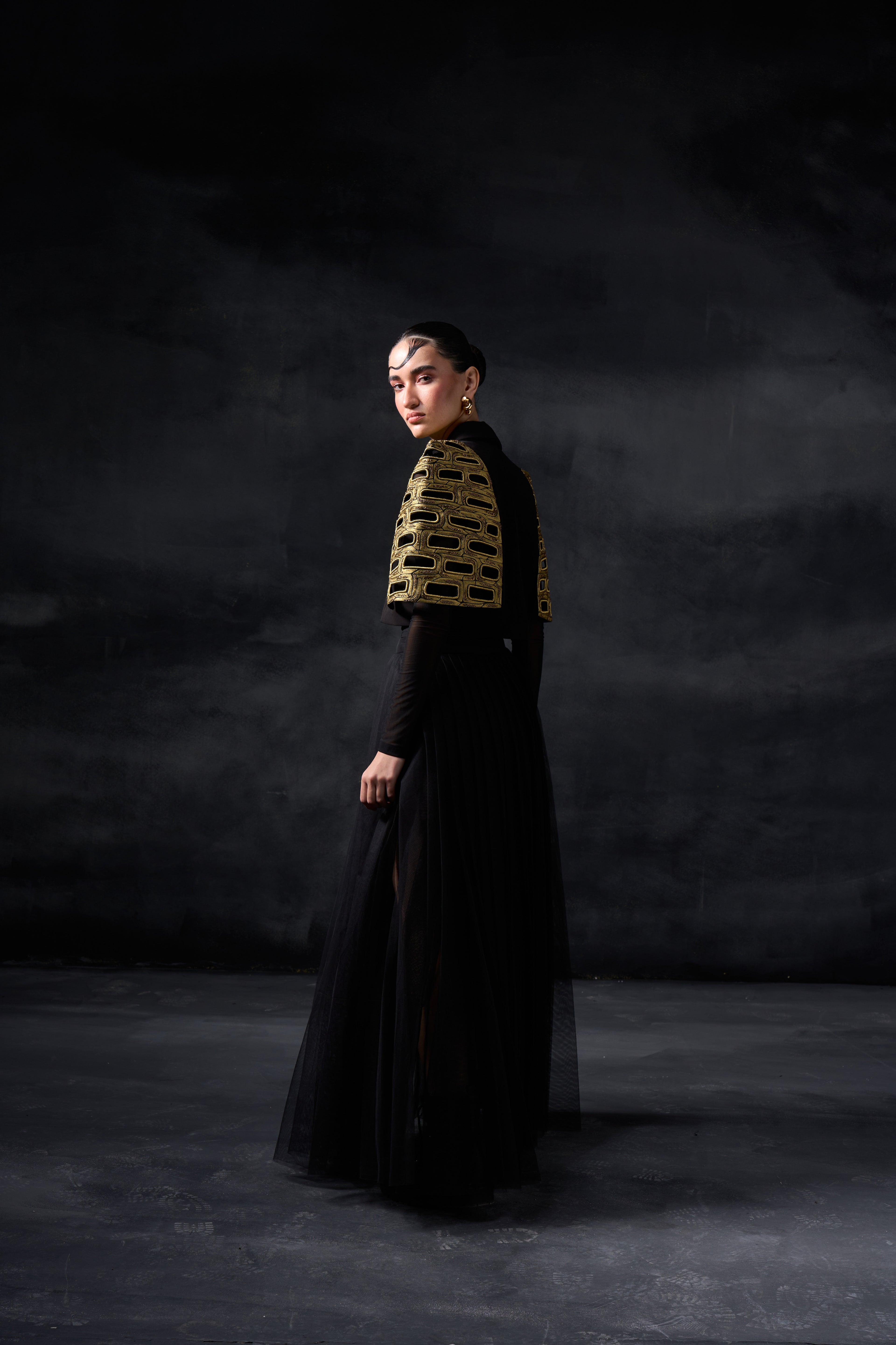 Metallic Bricks Capestyle with Long Skirt