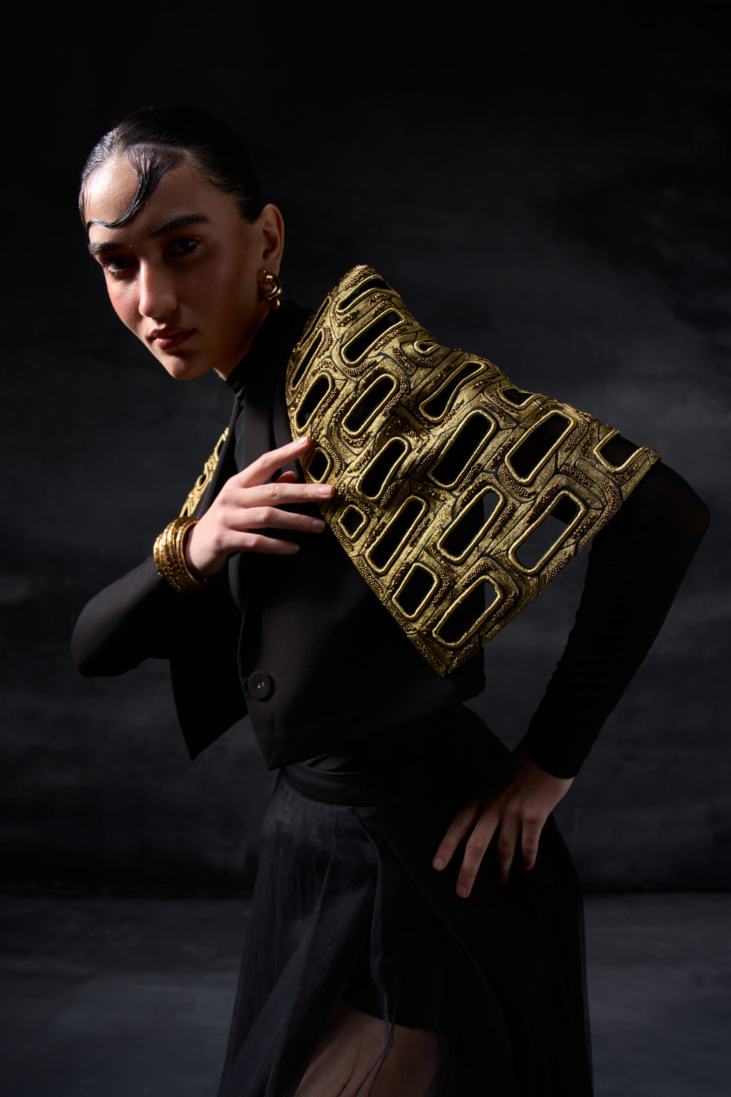 Metallic Bricks Capestyle with Long Skirt