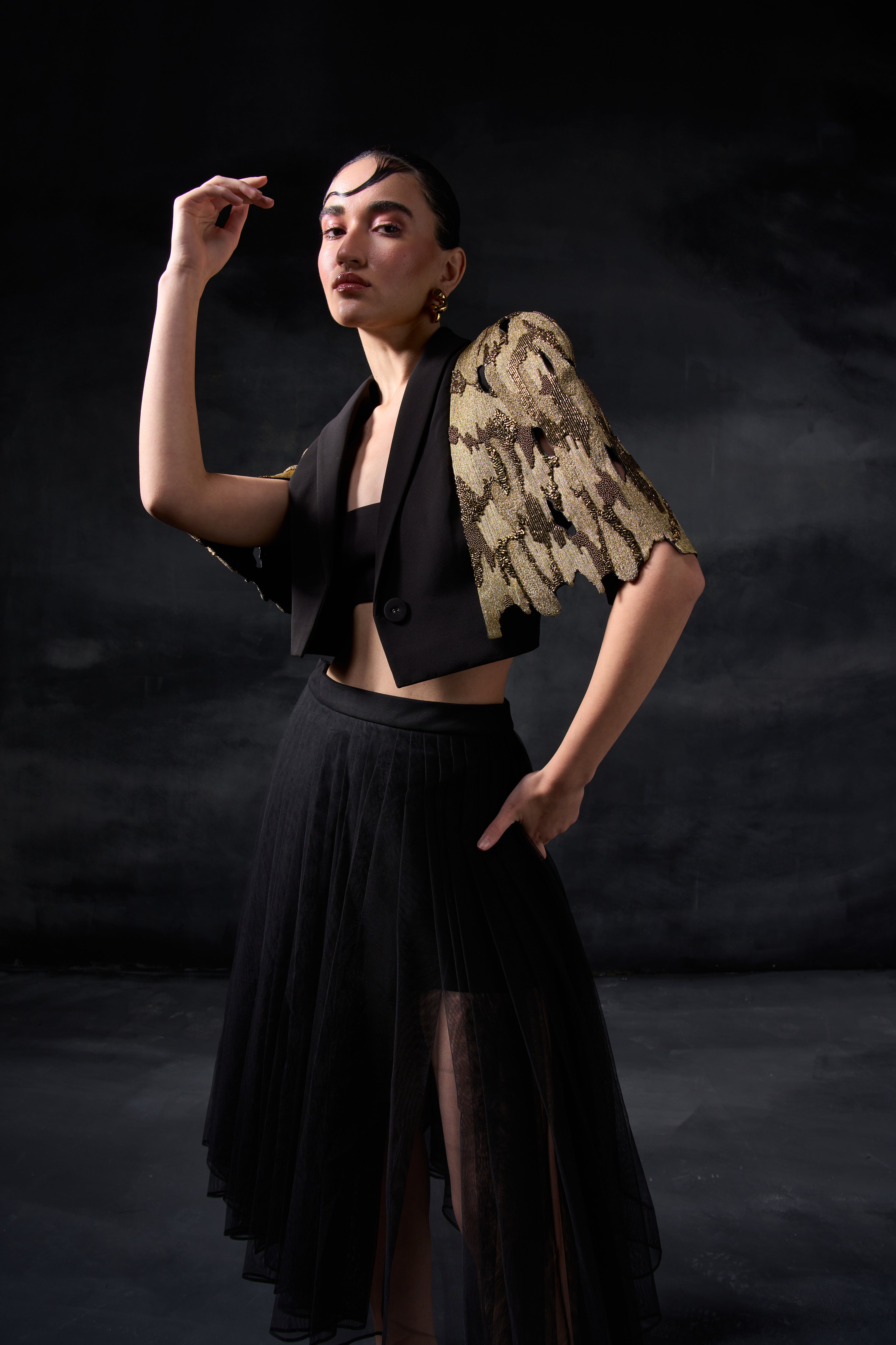 Metallic Paint Stain with Tule Skirt