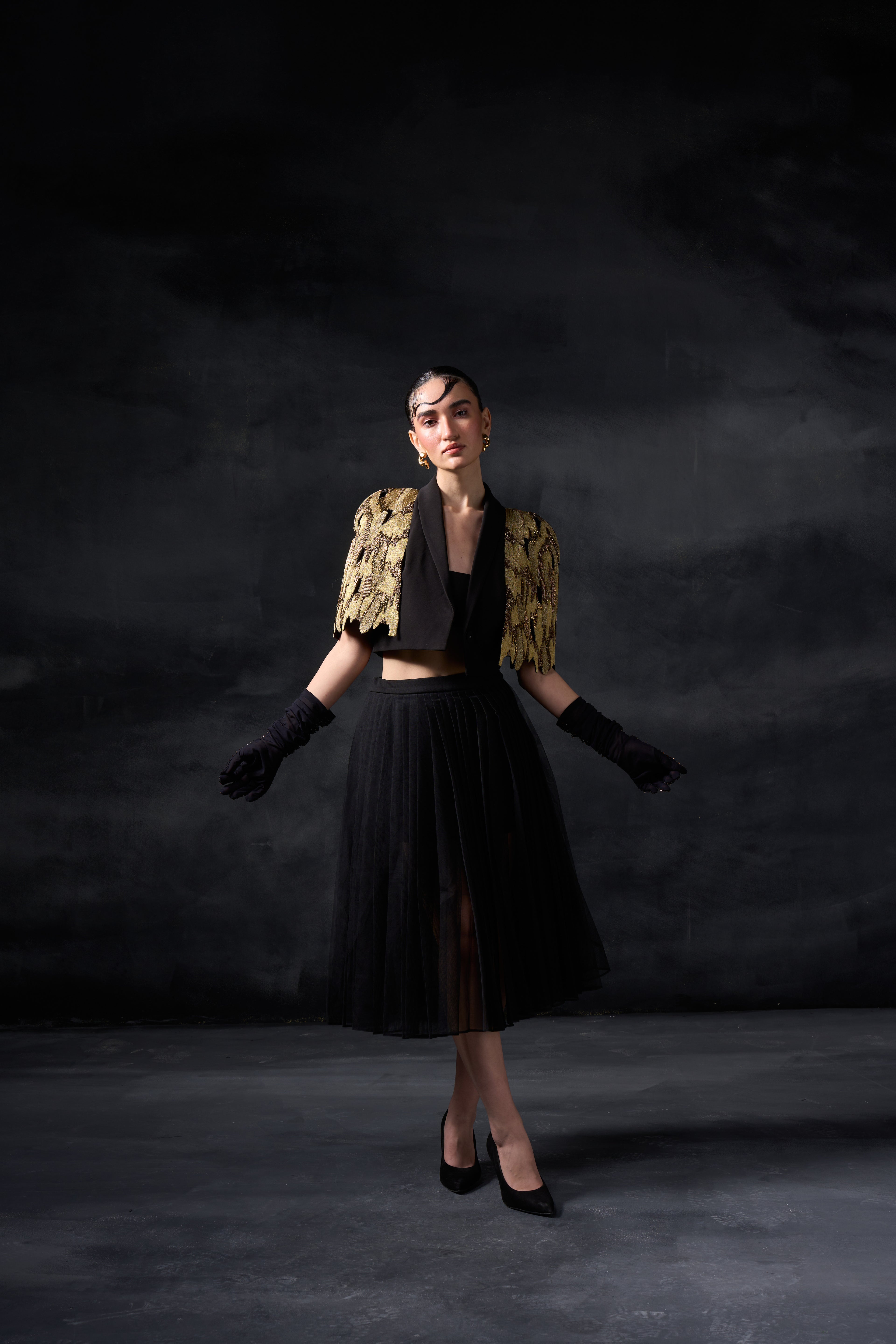 Metallic Paint Stain with Tule Skirt