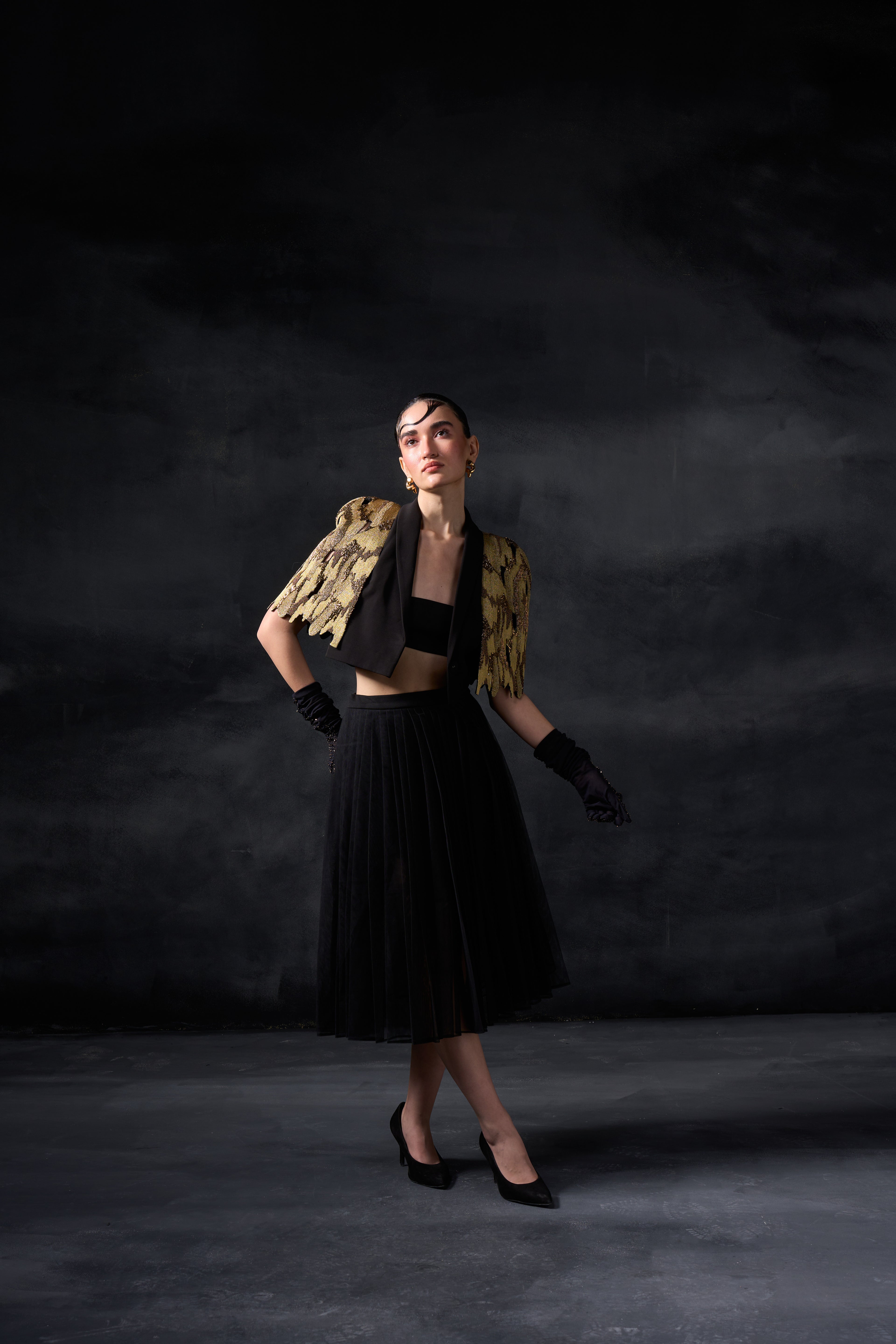 Metallic Paint Stain with Tule Skirt