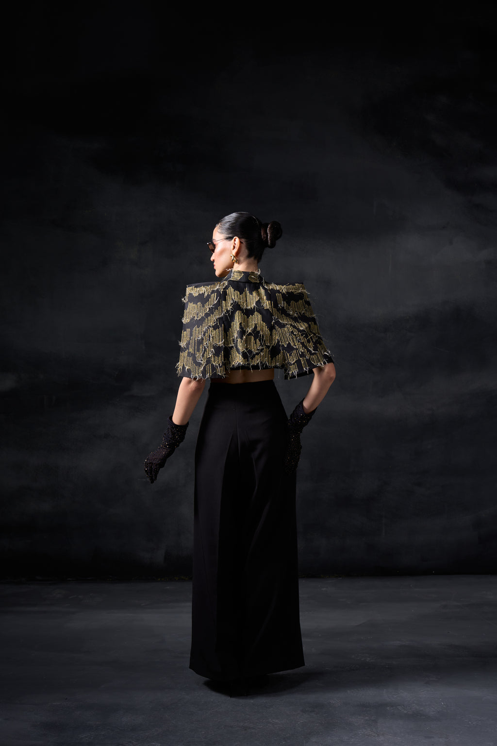 Metallic Lines Cape with Trousers