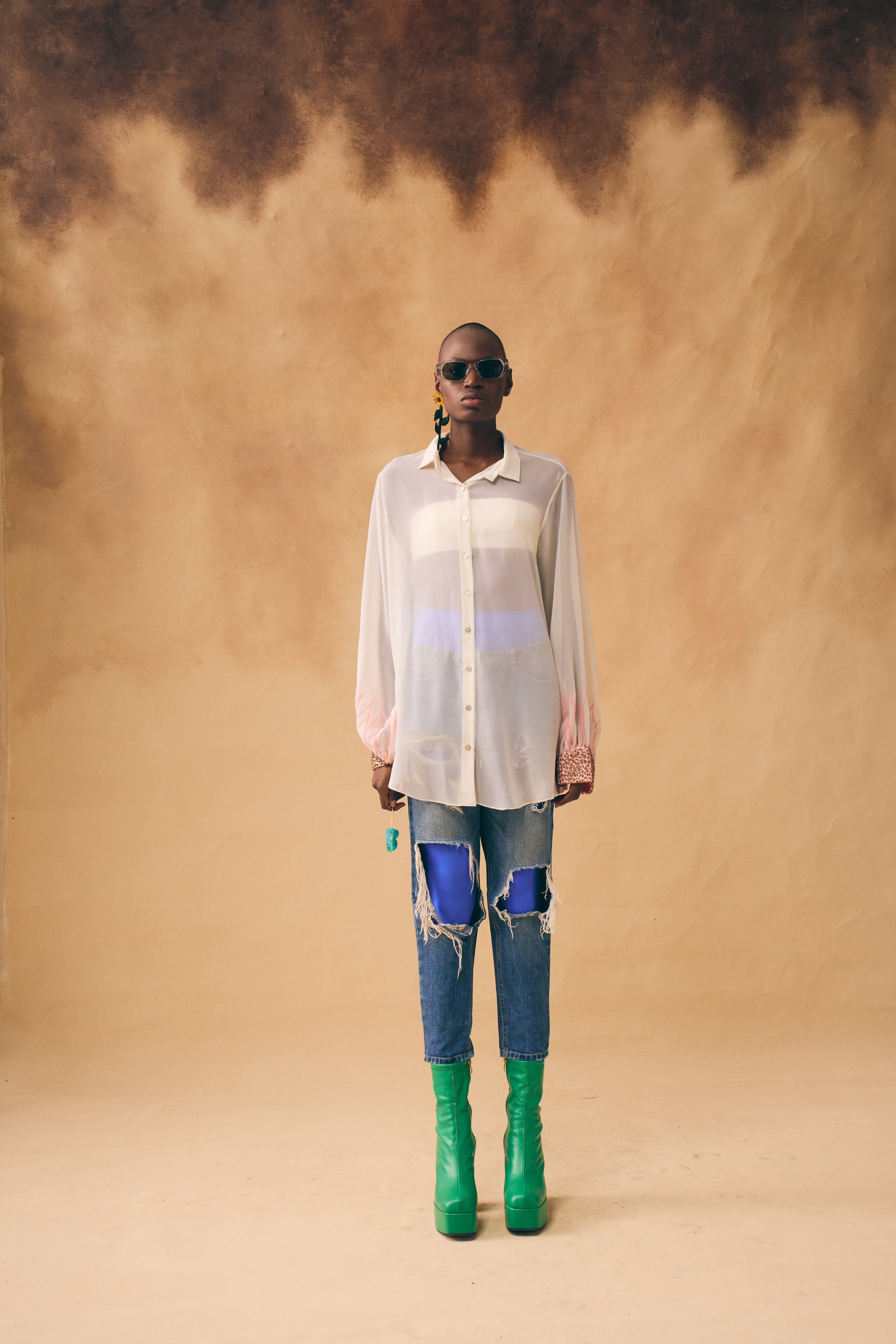 Cream neon Sunflower Shirt