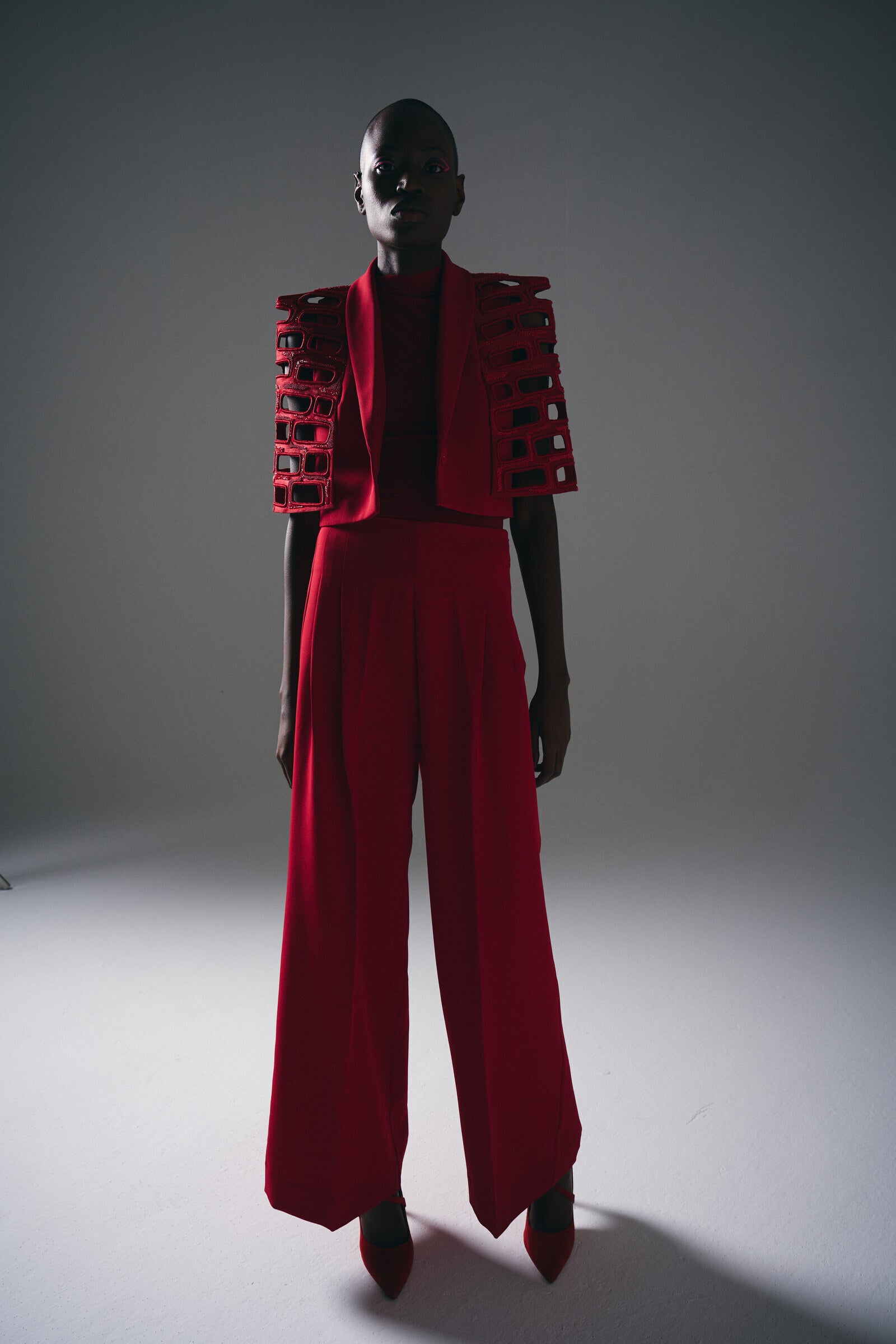 Red Bricks Cut-out Cape Style Jacket Co-ord