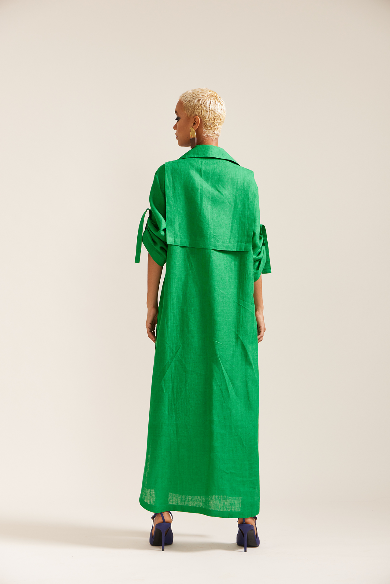 Green Linen Maxi Dress