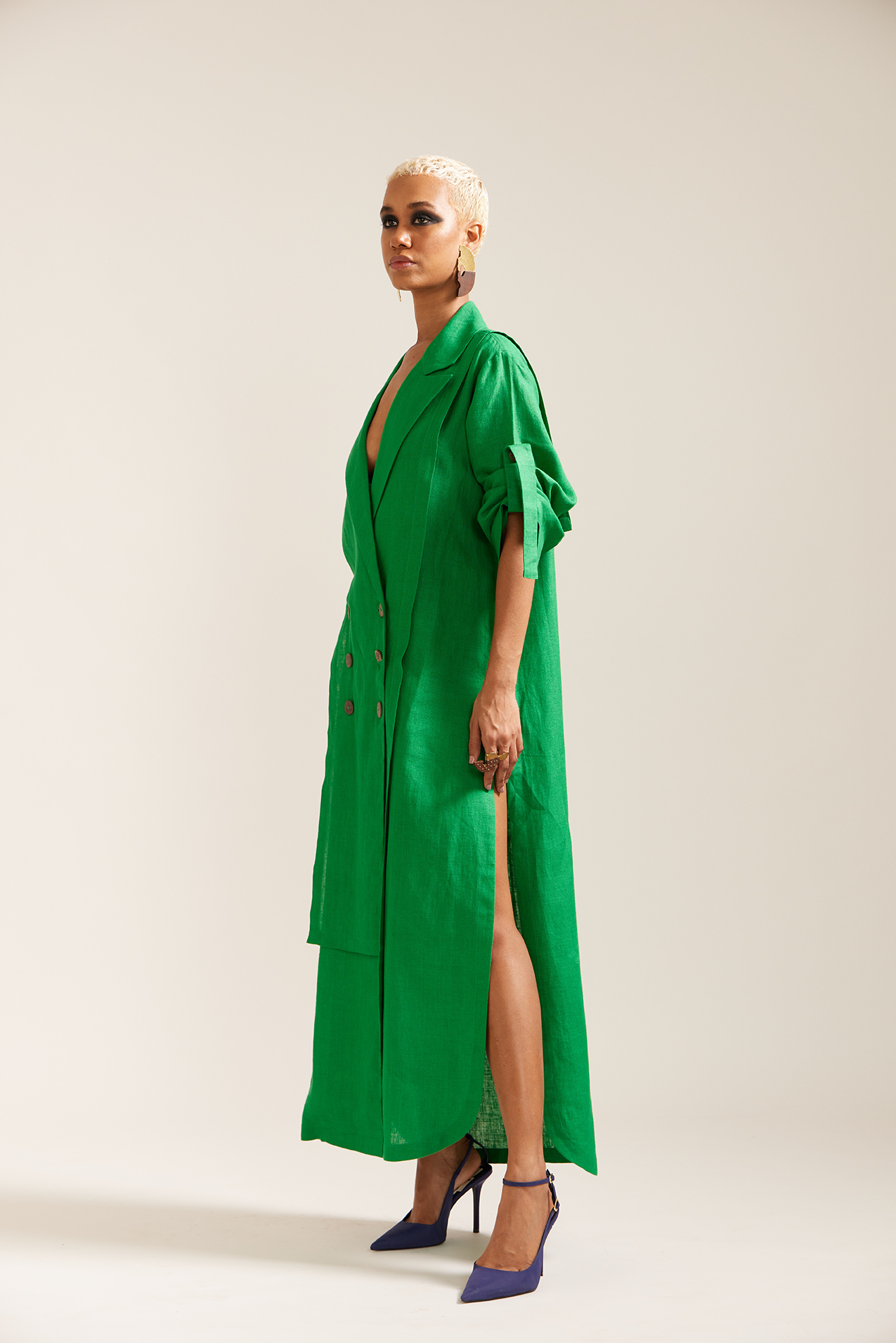 Green Linen Maxi Dress