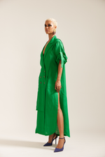 Load image into Gallery viewer, Green Linen Maxi Dress
