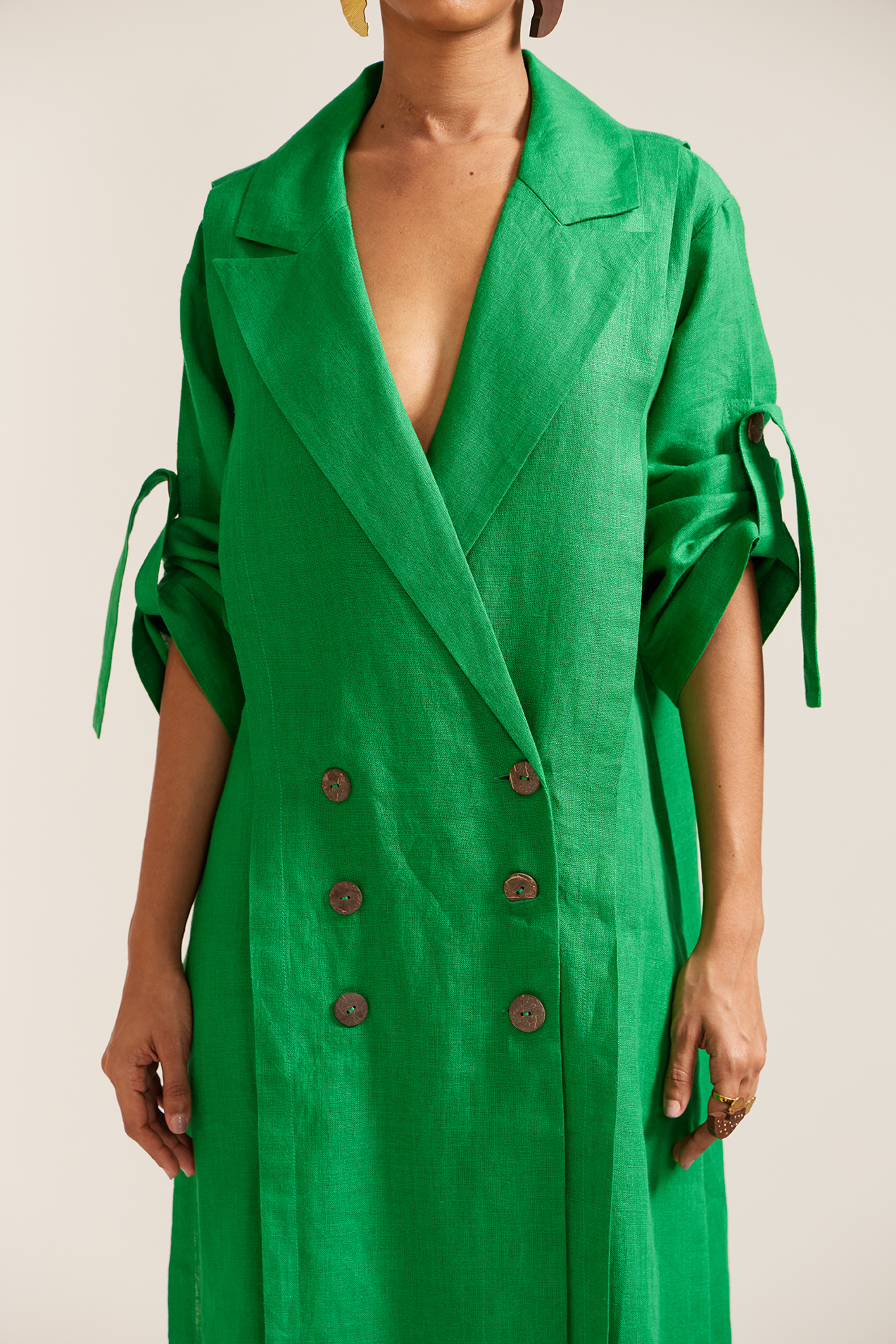 Green Linen Maxi Dress