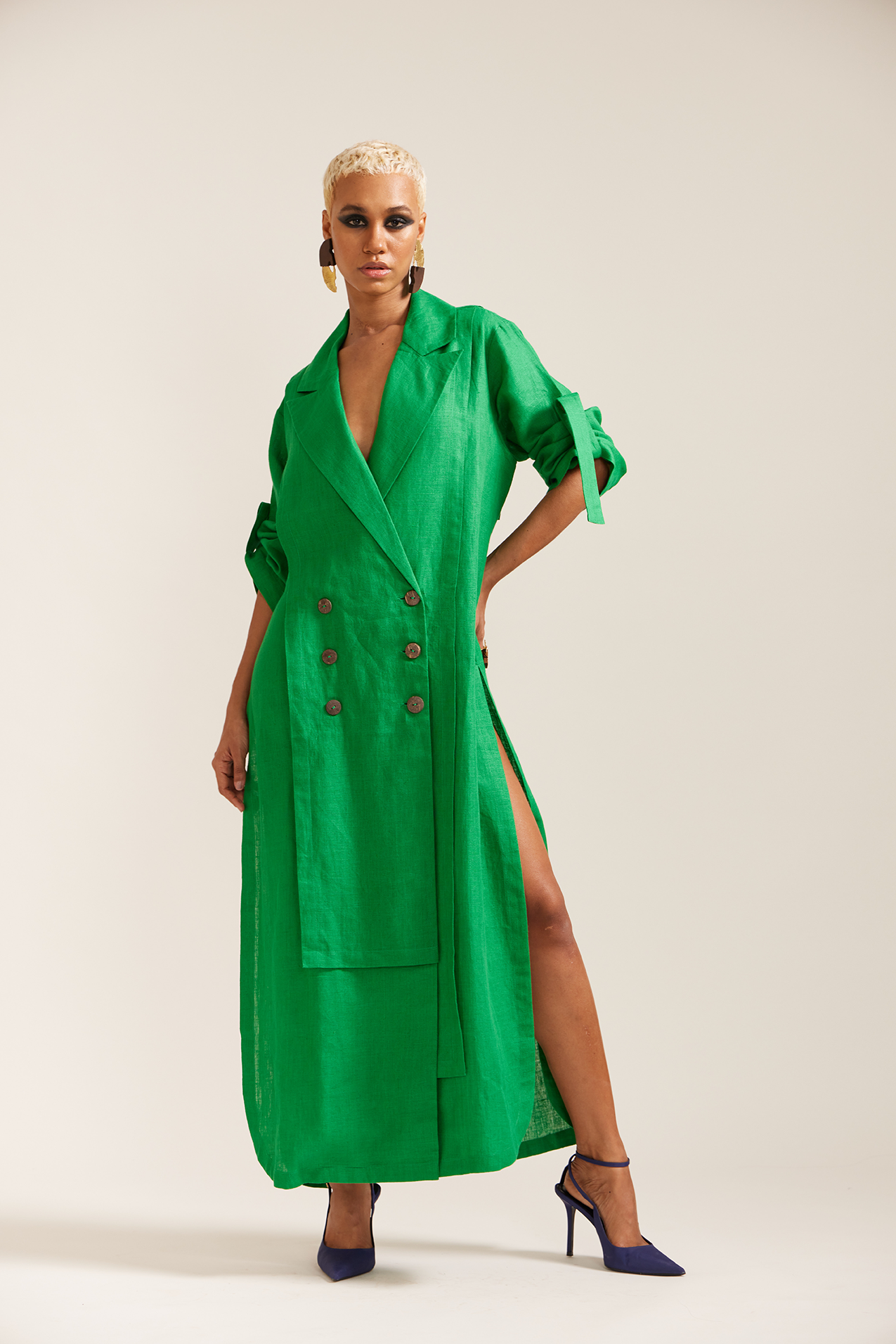 Green Linen Maxi Dress