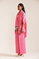 Load image into Gallery viewer, Pink Linen Hand Jacket co-ord
