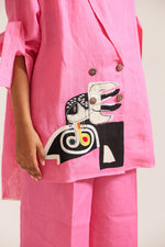 Load image into Gallery viewer, Pink Linen Hand Jacket co-ord
