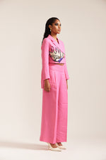 Load image into Gallery viewer, Pink Linen Hand cropped Jacket co-ord
