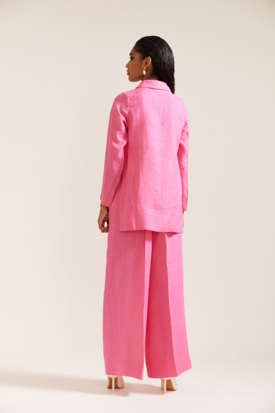 Pink Linen Hand cropped Jacket co-ord