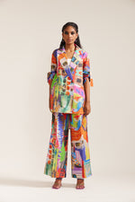 Load image into Gallery viewer, Printed Linen Shirt Fit Jacket Co-ord
