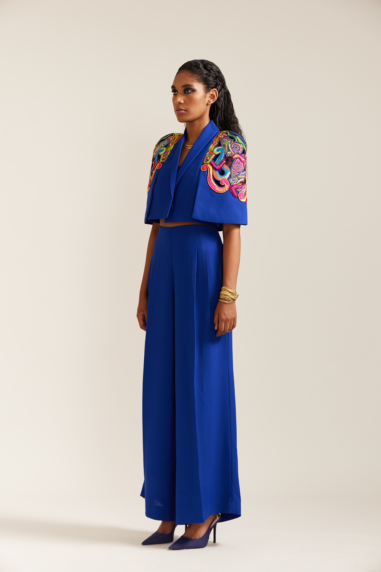 Blue Psychedelic Cape Jacket Co-ord