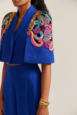 Load image into Gallery viewer, Blue Psychedelic Cape Jacket Co-ord
