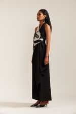 Load image into Gallery viewer, 1 Face Black &amp; Cream Drape Jacket Co-ord
