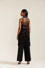 Load image into Gallery viewer, Black &amp; Cream Fringe Pyschedelic Jacket Co-ord
