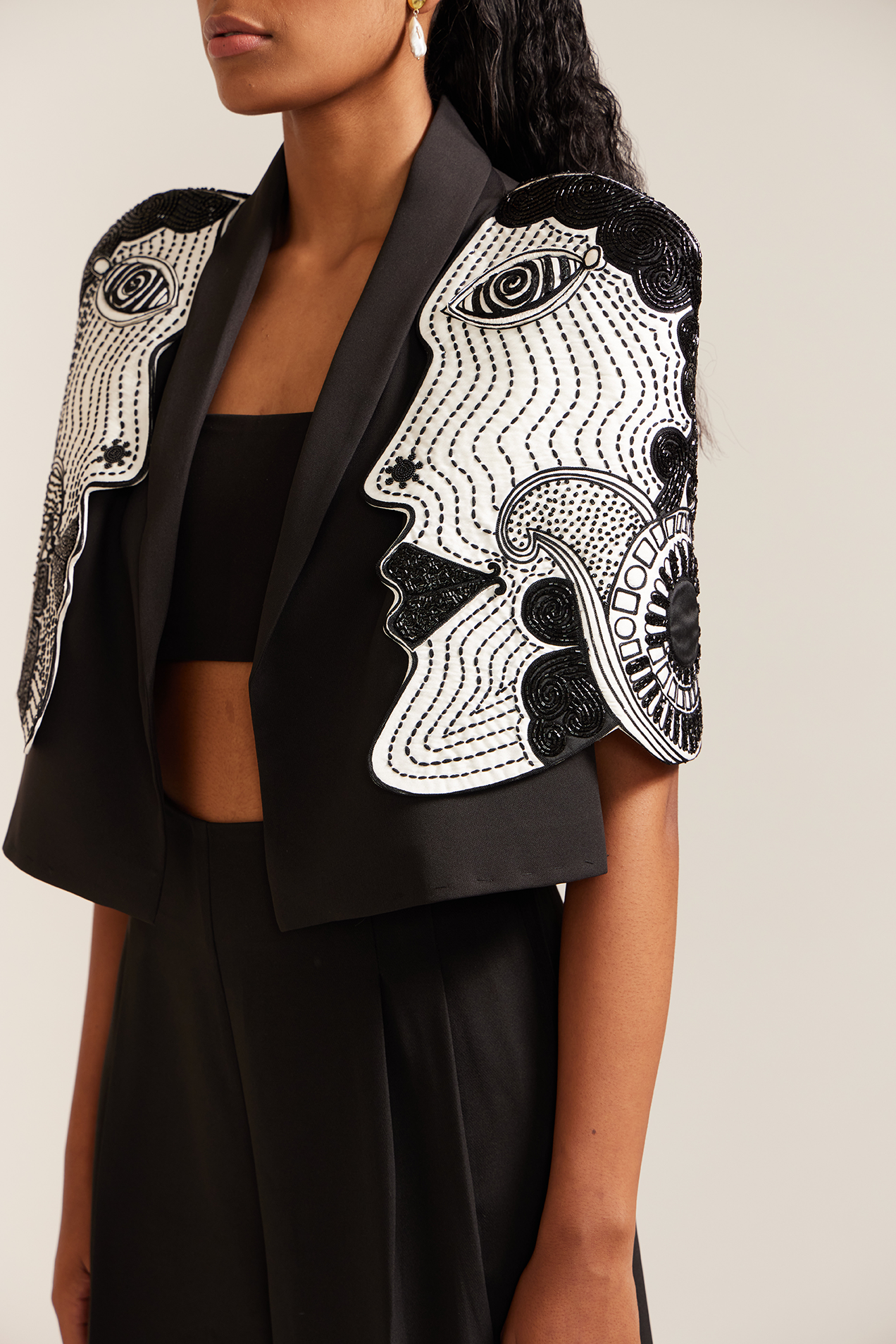 2 Face Black & Cream Jacket Co-ord