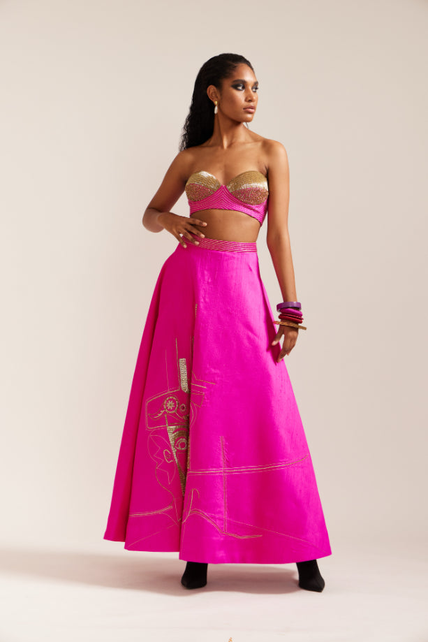 Fuchsia Picasso Lehenga