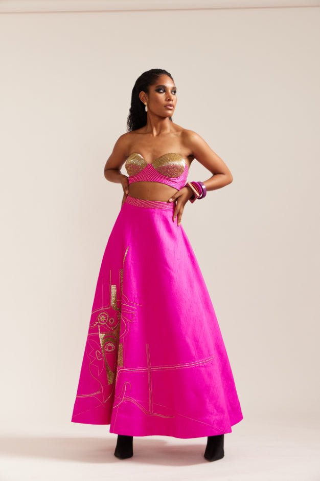 Fuchsia Picasso Lehenga