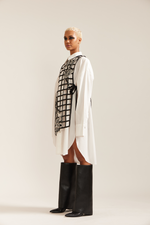 Load image into Gallery viewer, Black Grid Bib and Shirt Dress
