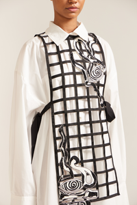 Black Grid Bib and Shirt Dress