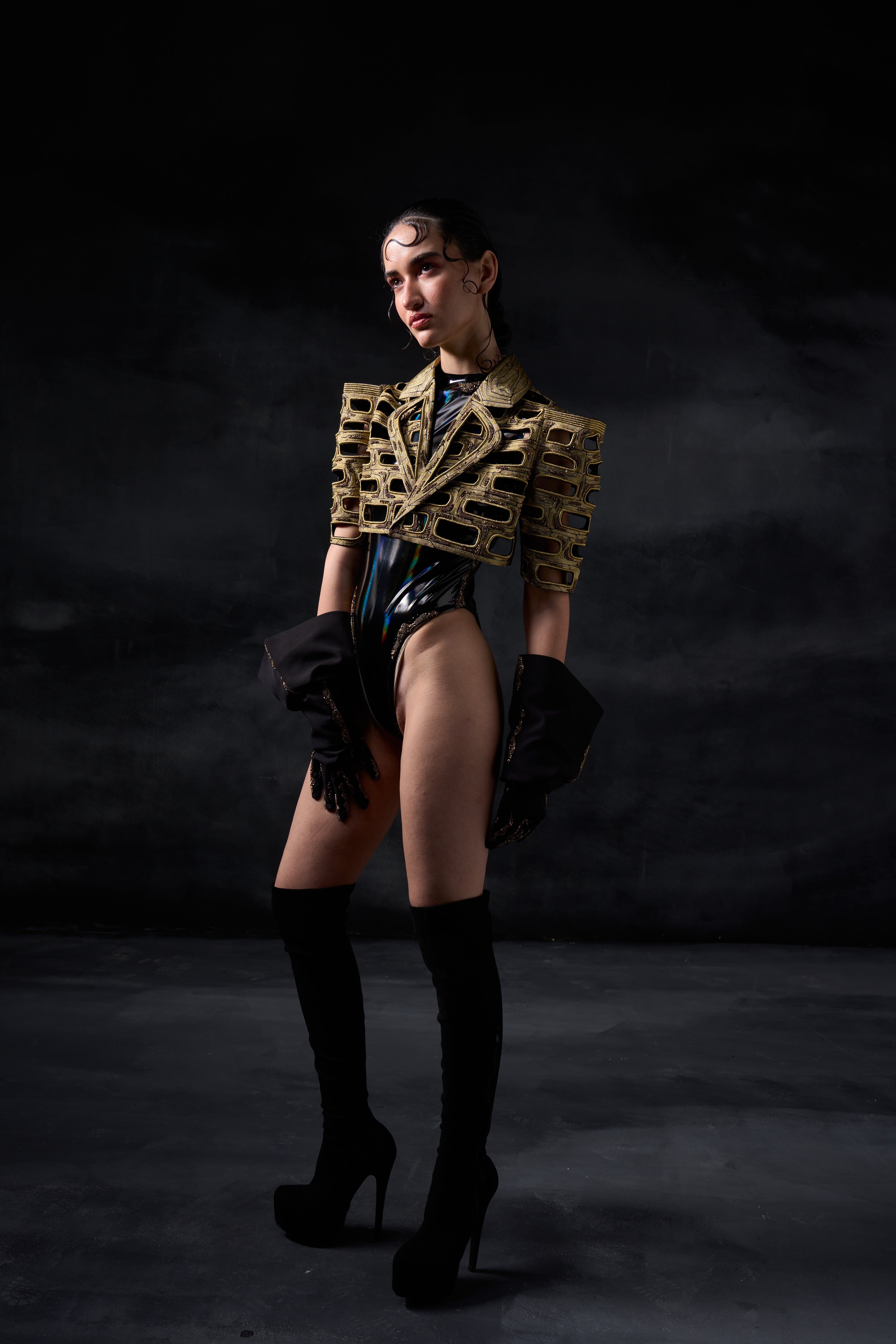 Metallic Bricks Full Cut-out Jacket