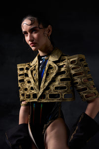 Metallic Bricks Full Cut-out Jacket