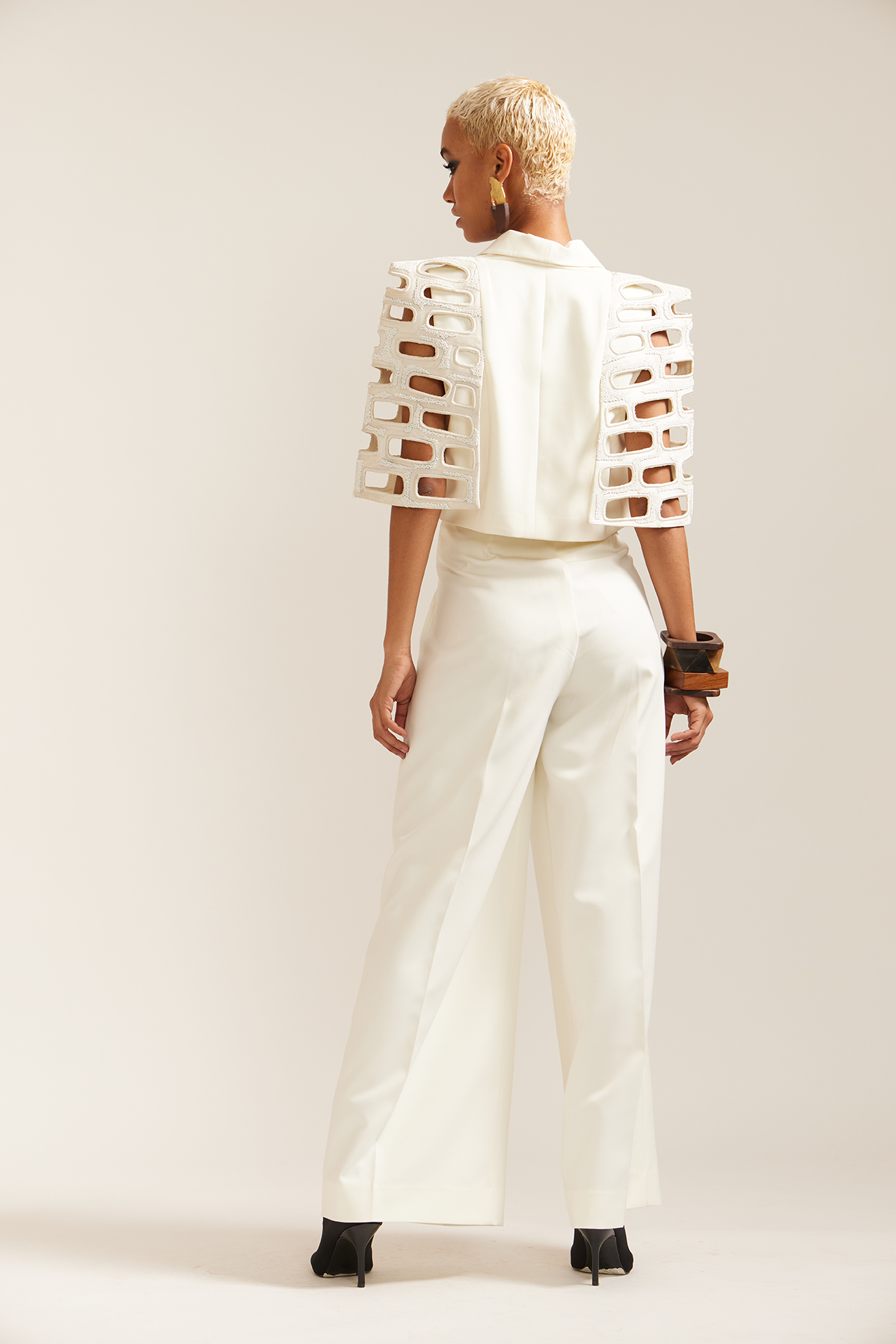 Cream Bricks Cut-out Cape Style Jacket Co-ord