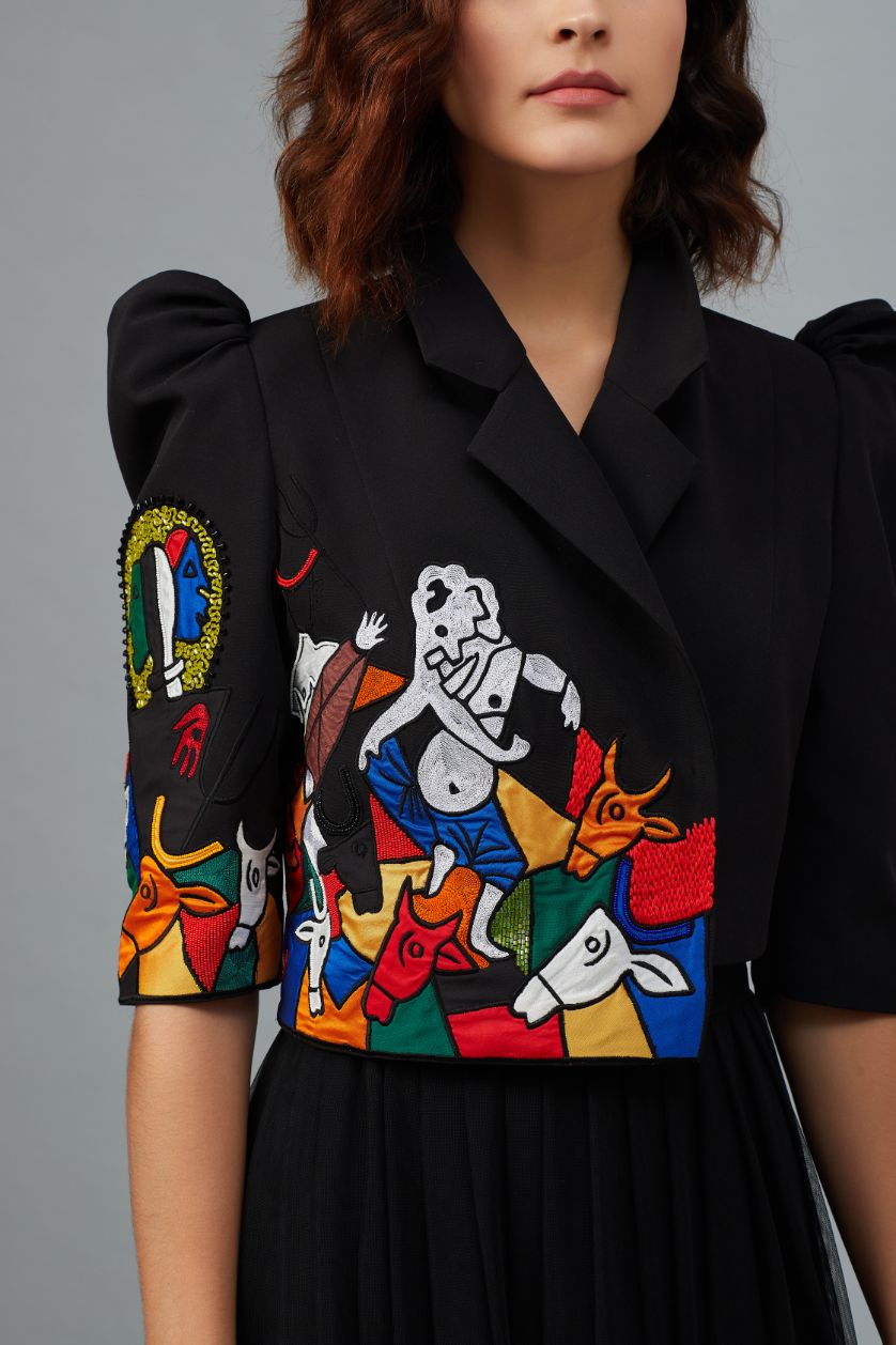 MF HUSSAIN GANESHA JACKET WITH A TULE SKIRT