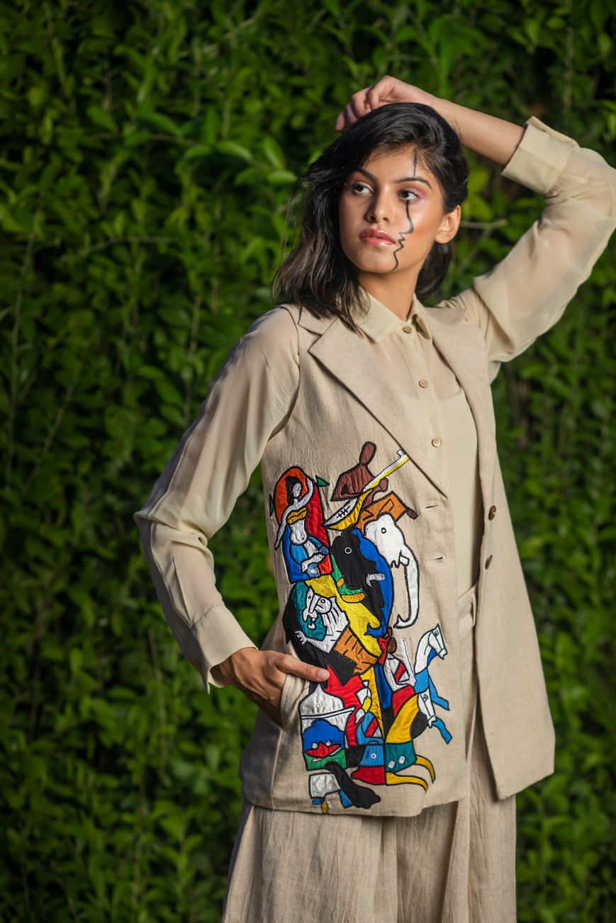 BRITISH RAJ JACKET WITH TROUSERS AND GEORGETTE SHIRT